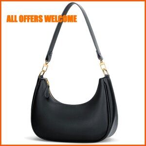 PU Leather Shoulder Bag with Removable Strap, Spacious Compartments